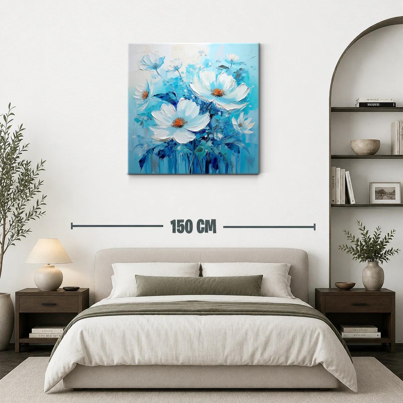 Cuadro floral con vibrantes tonos azules y blancos — miniatura 3