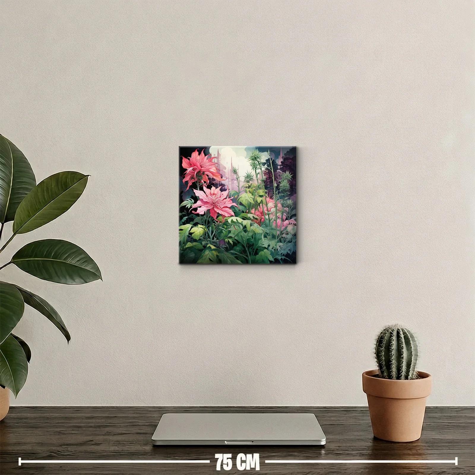 Jardín onírico con flores rosas y follaje exuberante — miniatura 2