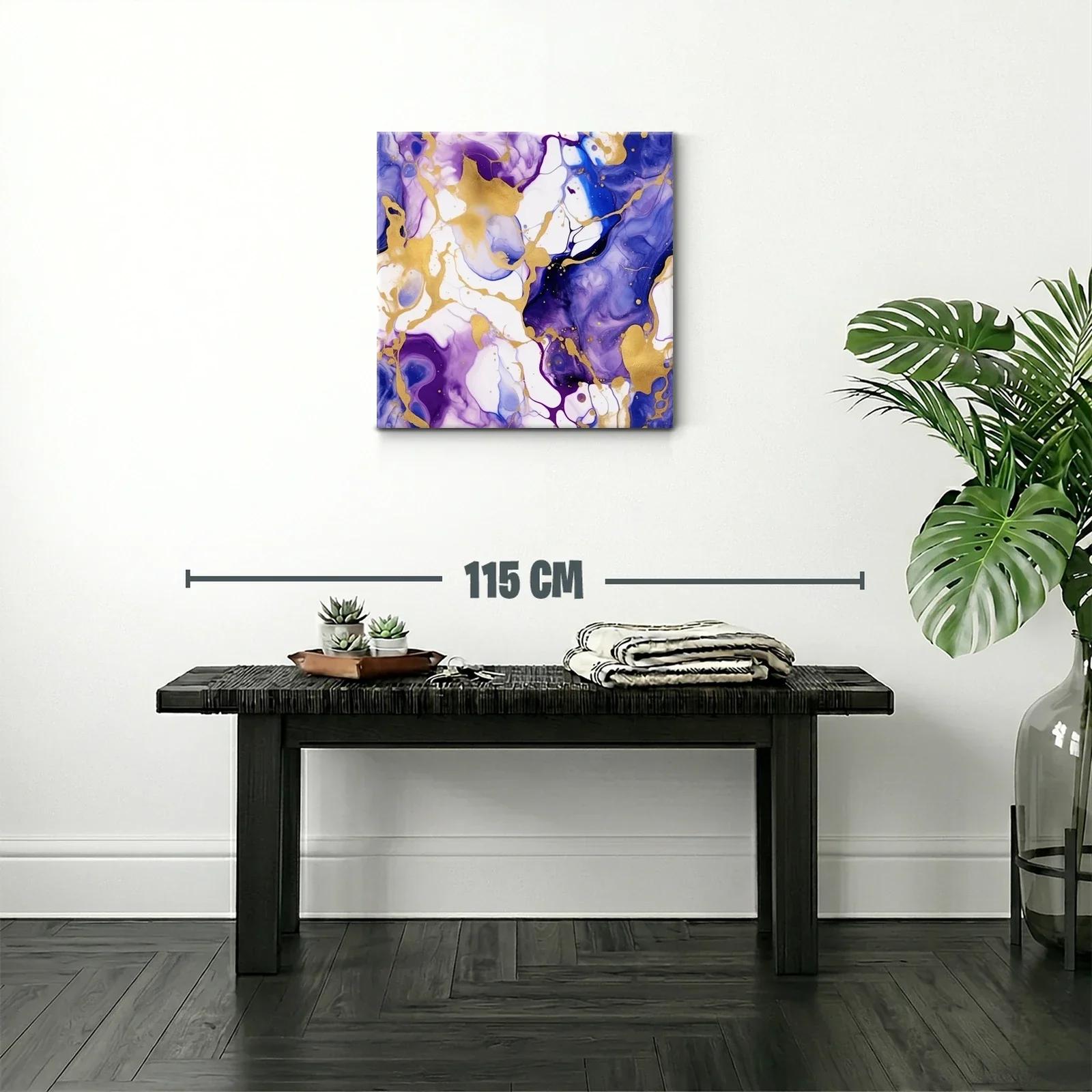 Composición abstracta en tonos violetas y dorados vibrantes — miniatura 2