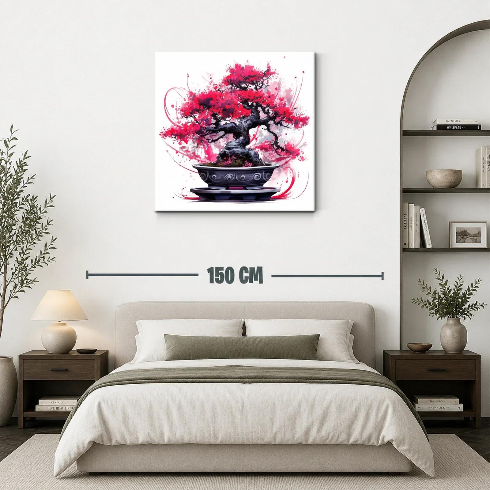 Bonsái con Flores Rojas en Estilo Artístico Vivo — miniatura 3