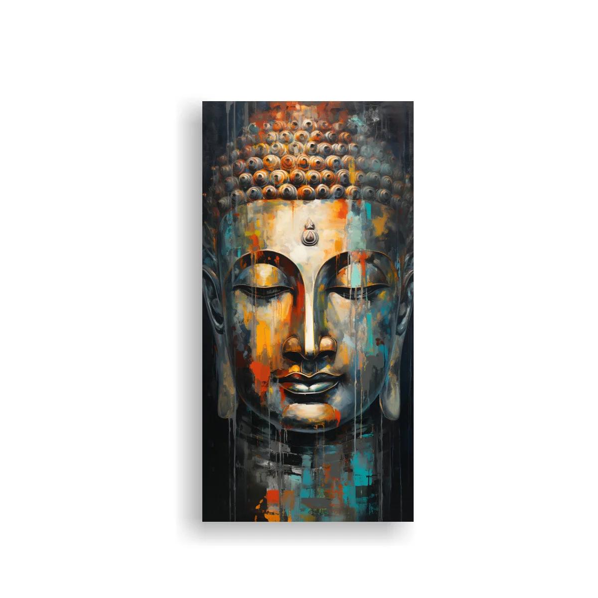 Cuadro Buda con fondo turquesa y coral