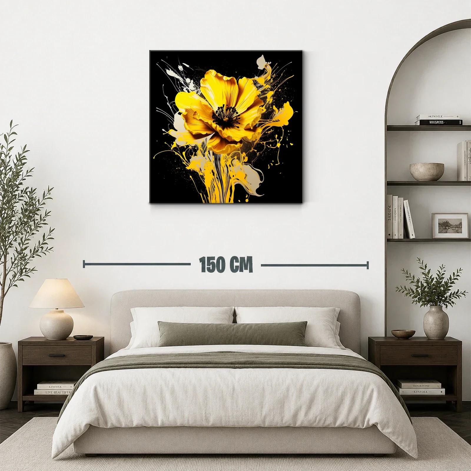 Impactante flor amarilla sobre fondo negro — miniatura 3