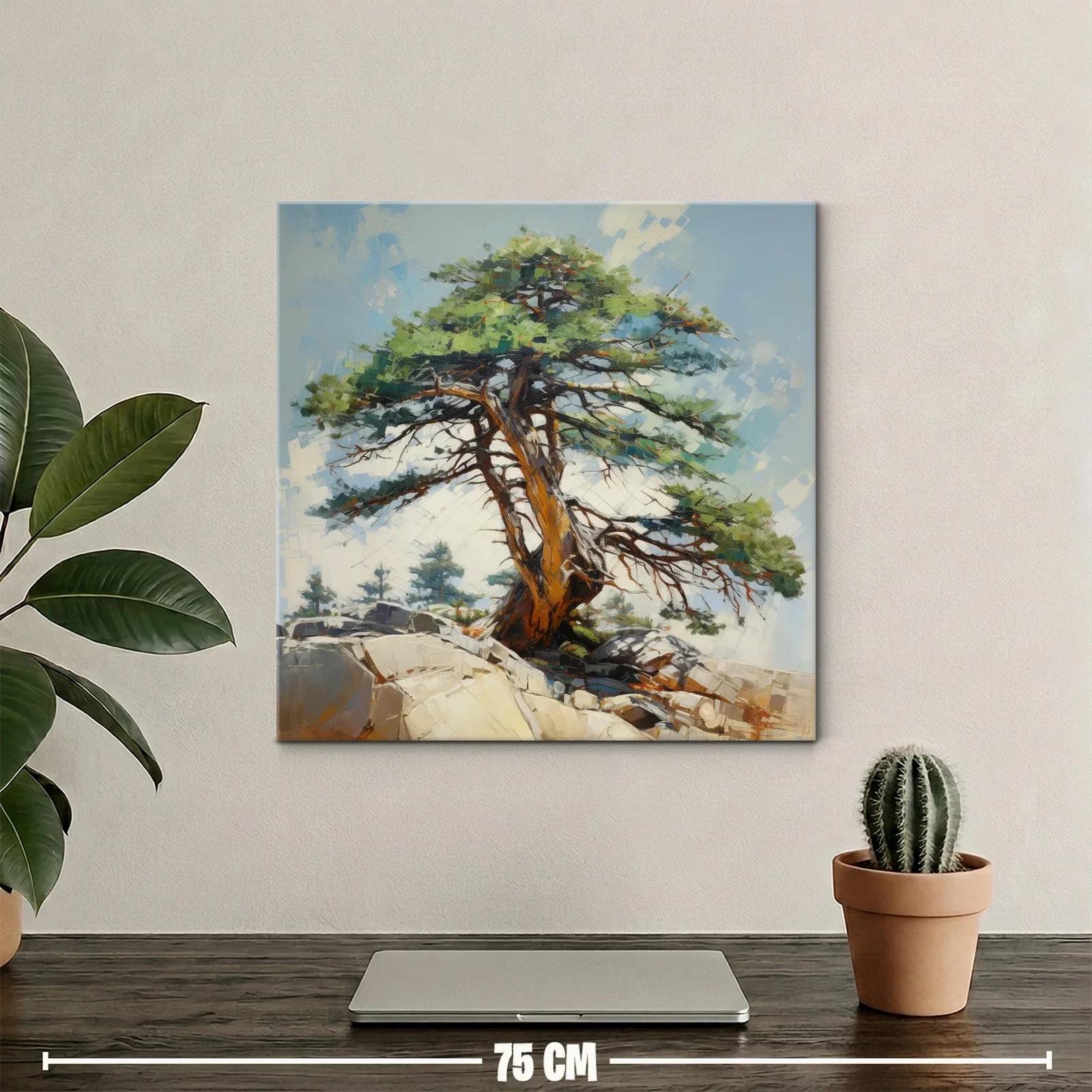 Árbol solitario en paisaje rocoso con cielo azul claro — miniatura 2