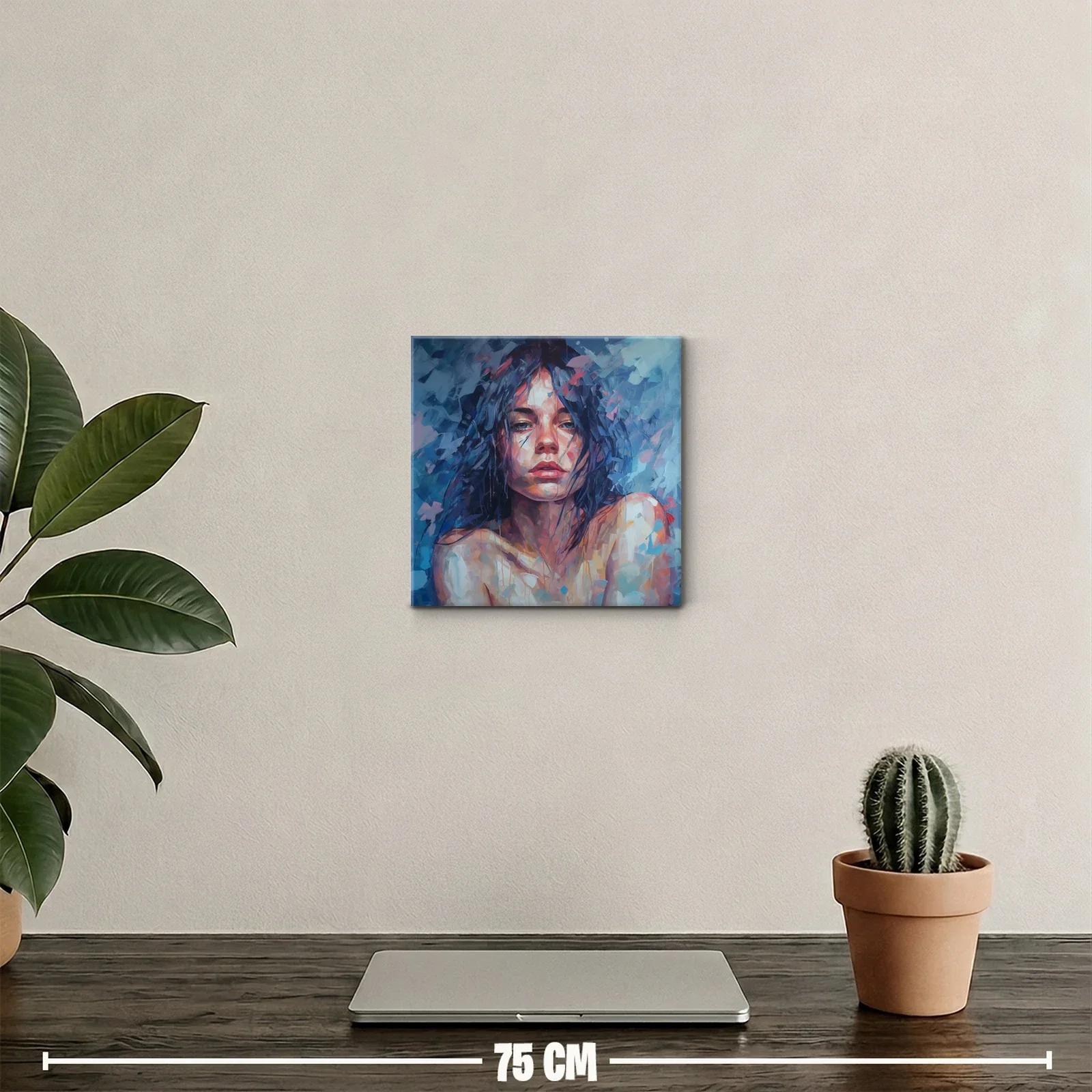 Retrato expresivo de mujer en tonos fríos y cálidos — miniatura 2