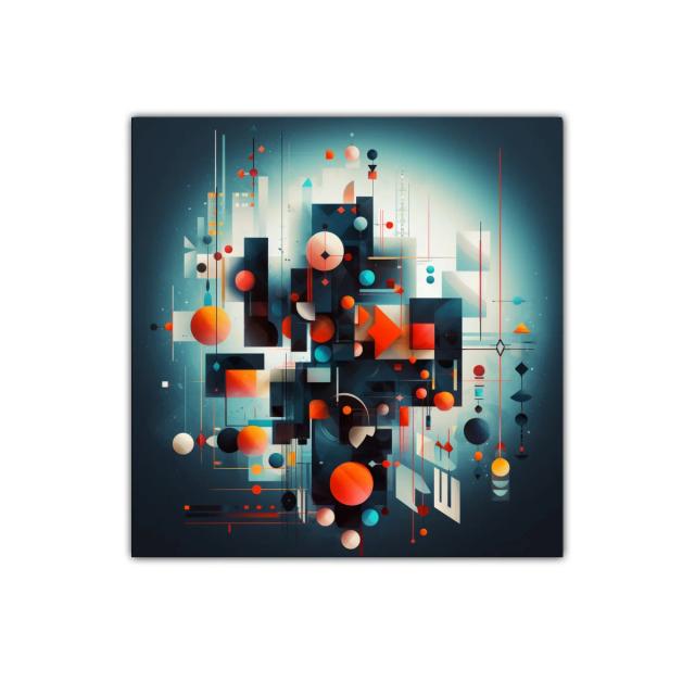 Composición geométrica vibrante con formas y colores intensos