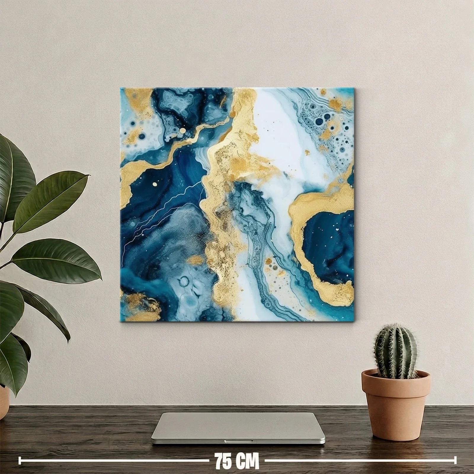 Arte abstracto en tonos azules y dorados sofisticados — miniatura 2