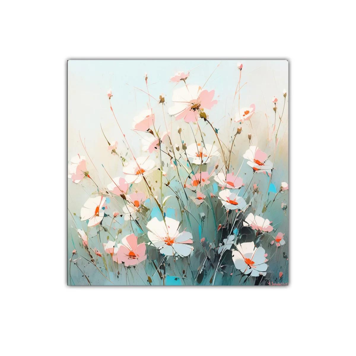 Cuadro con flores delicadas en tonos pastel y azul — imagen principal