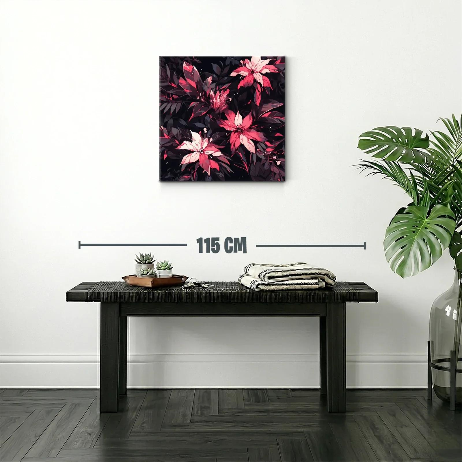Cuadro floral con tonos vibrantes y fondo oscuro — miniatura 2