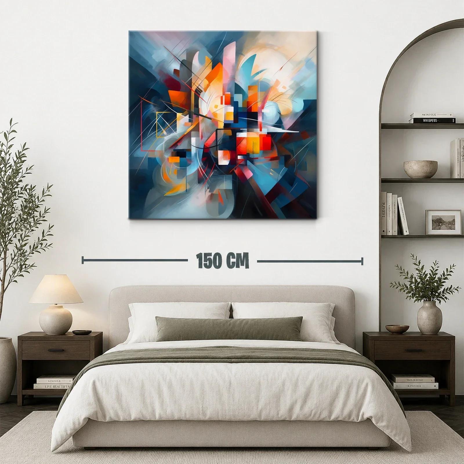 Cuadro abstracto con tonos vibrantes y formas dinámicas — miniatura 3