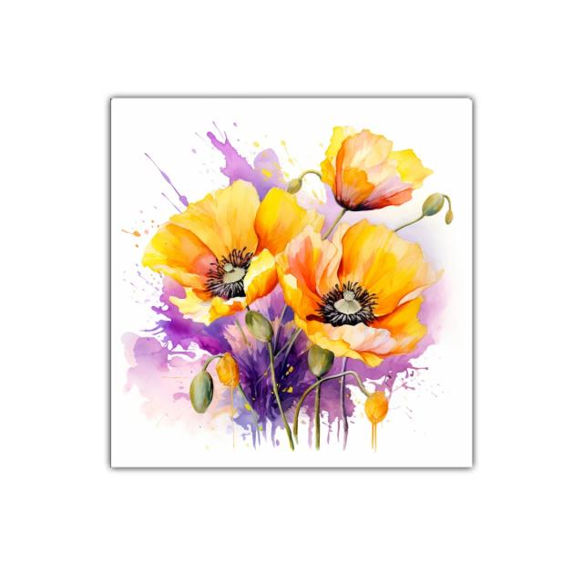 Cuadro decorativo con amapolas en tonos cálidos y vibrantes