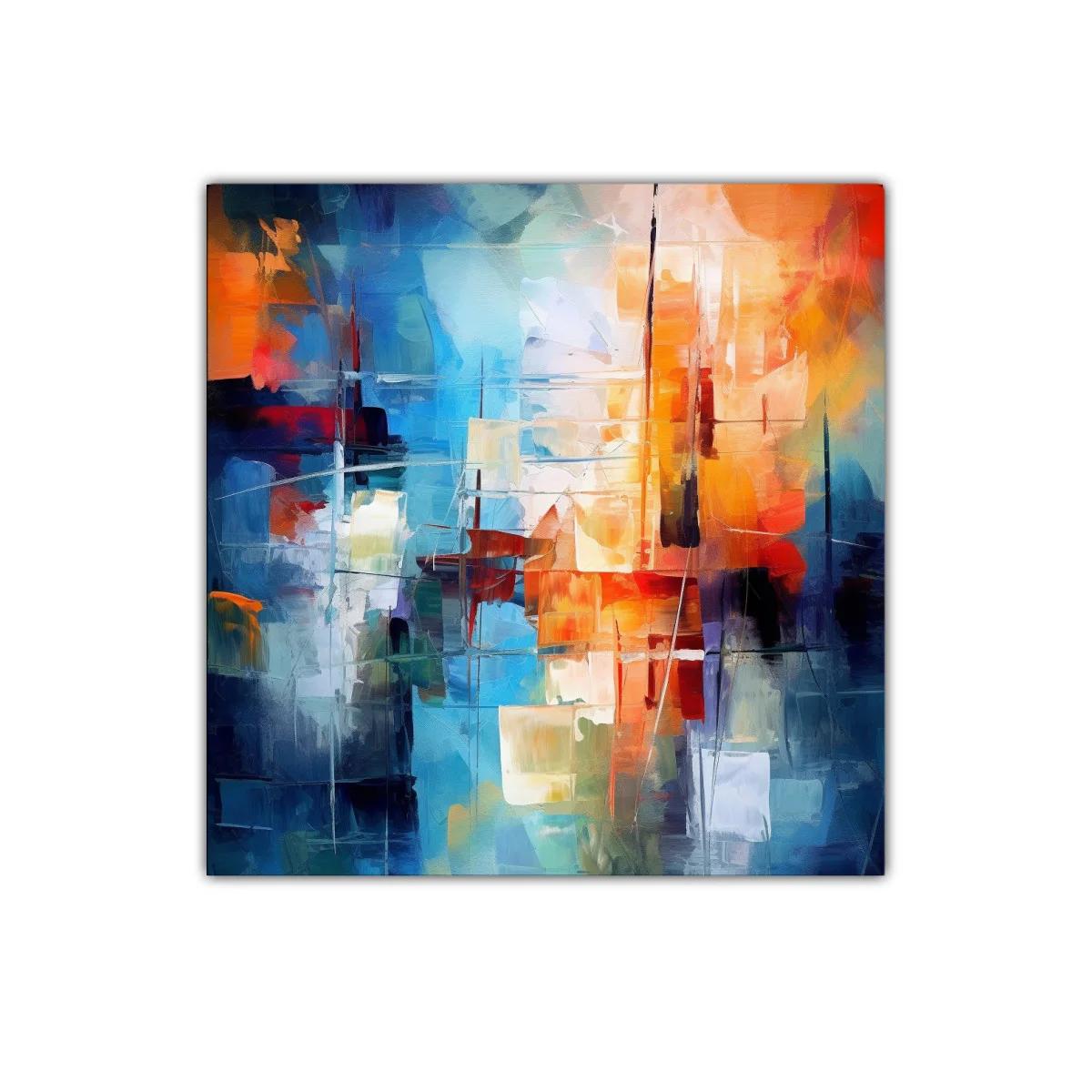 Composición abstracta moderna en tonos azul y naranja