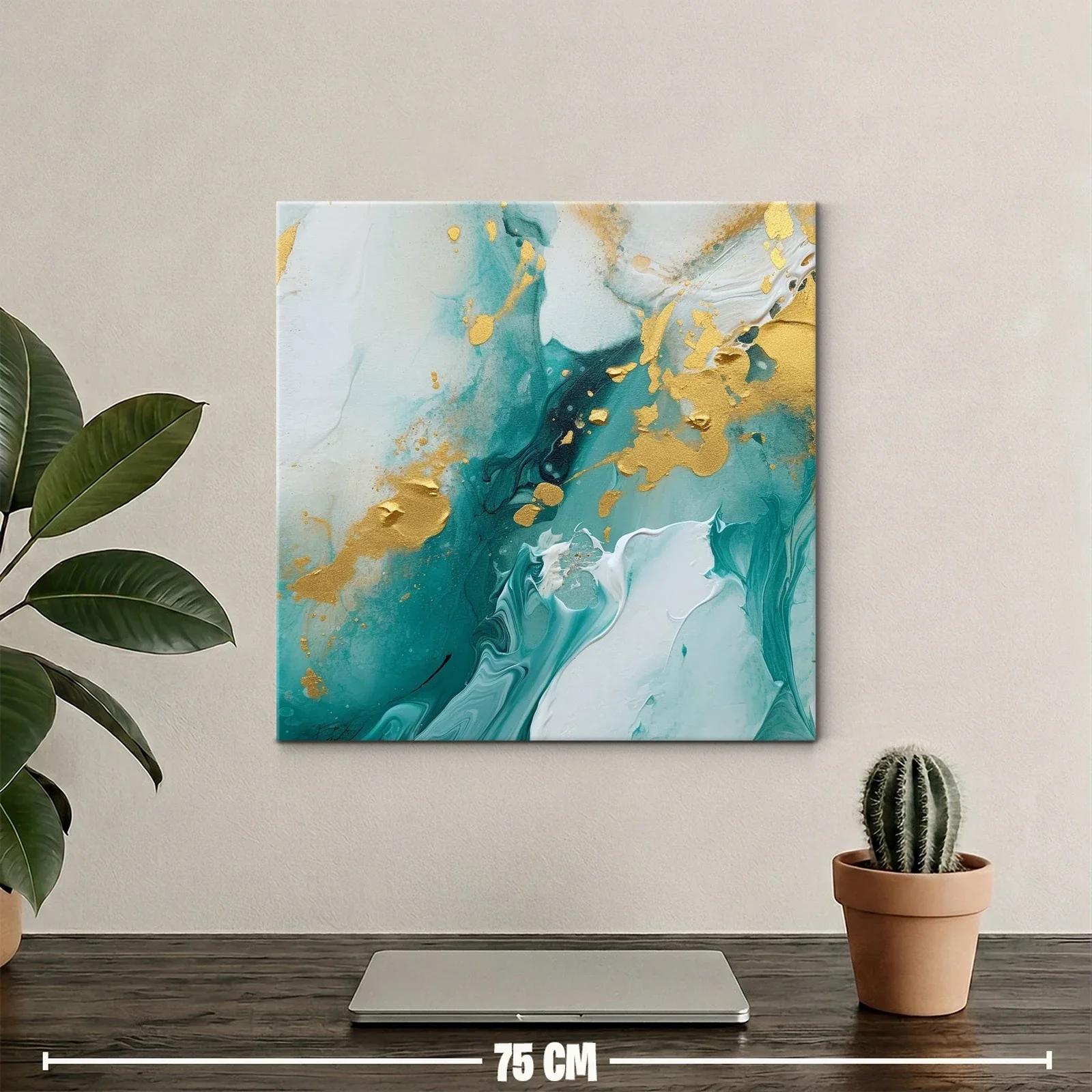 Elegancia abstracta en tonos verdes y dorados vibrantes — miniatura 2