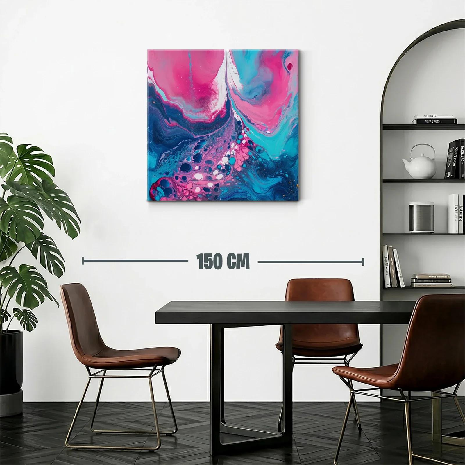 Cuadro abstracto en tonos rosas y azules intensos — miniatura 2
