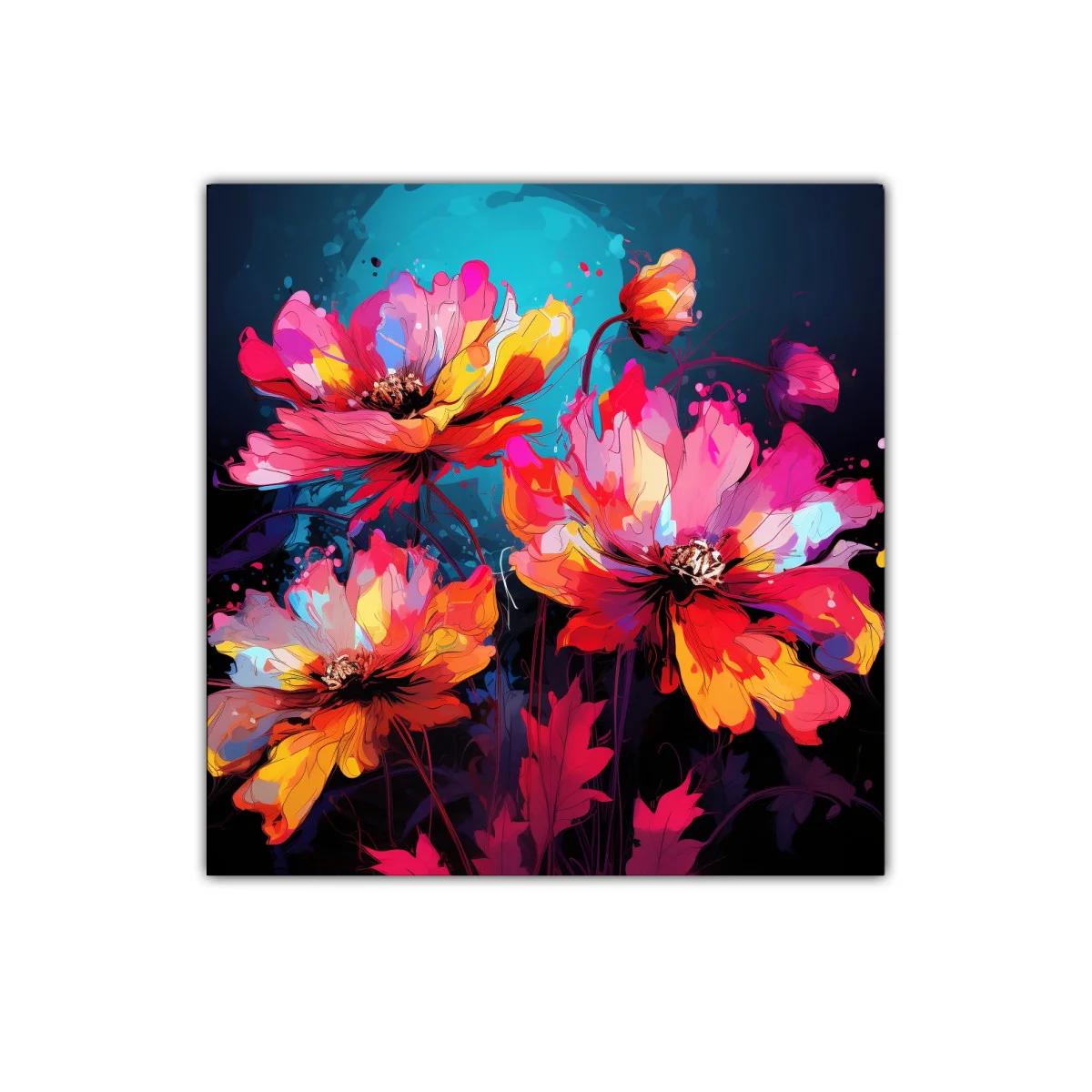 Cuadro floral vibrante con colores intensos y contrastes — imagen principal