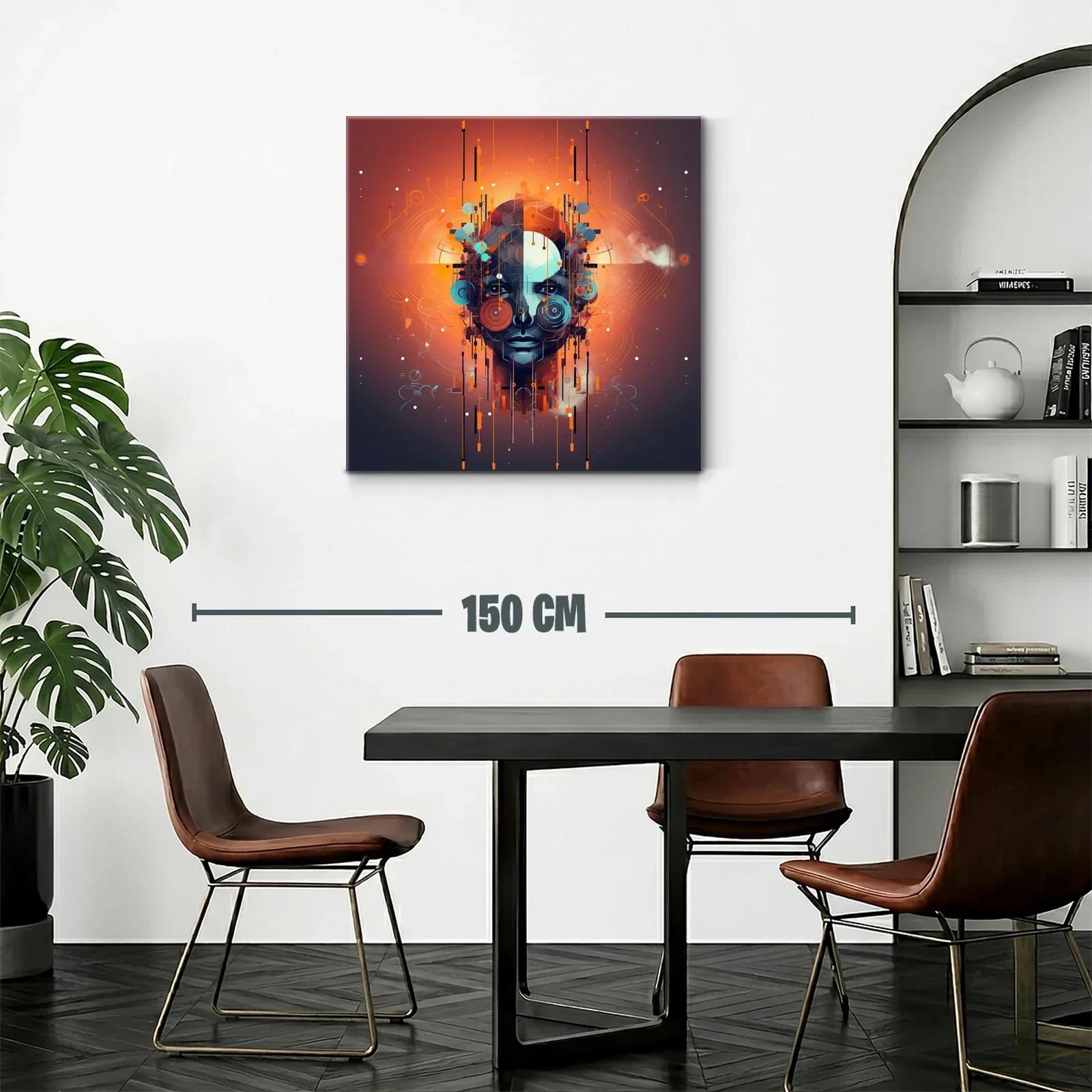 Rostro futurista con vibrantes tonalidades naranjas y azules — miniatura 2