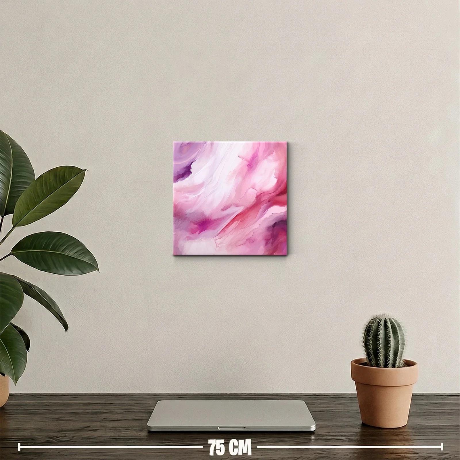 Cuadro decorativo en tonos rosas con flujo orgánico y movimiento — miniatura 2