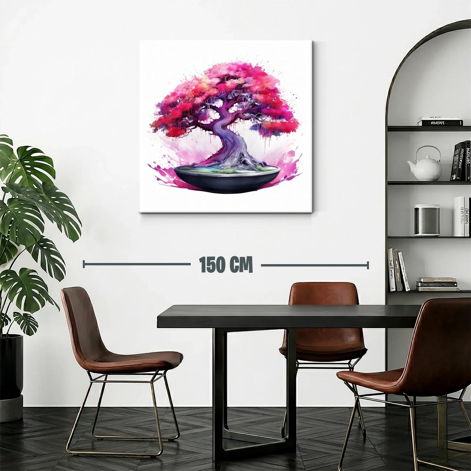 Arbol de bonsái fucsia y morado vibrante en maceta elegante — miniatura 2