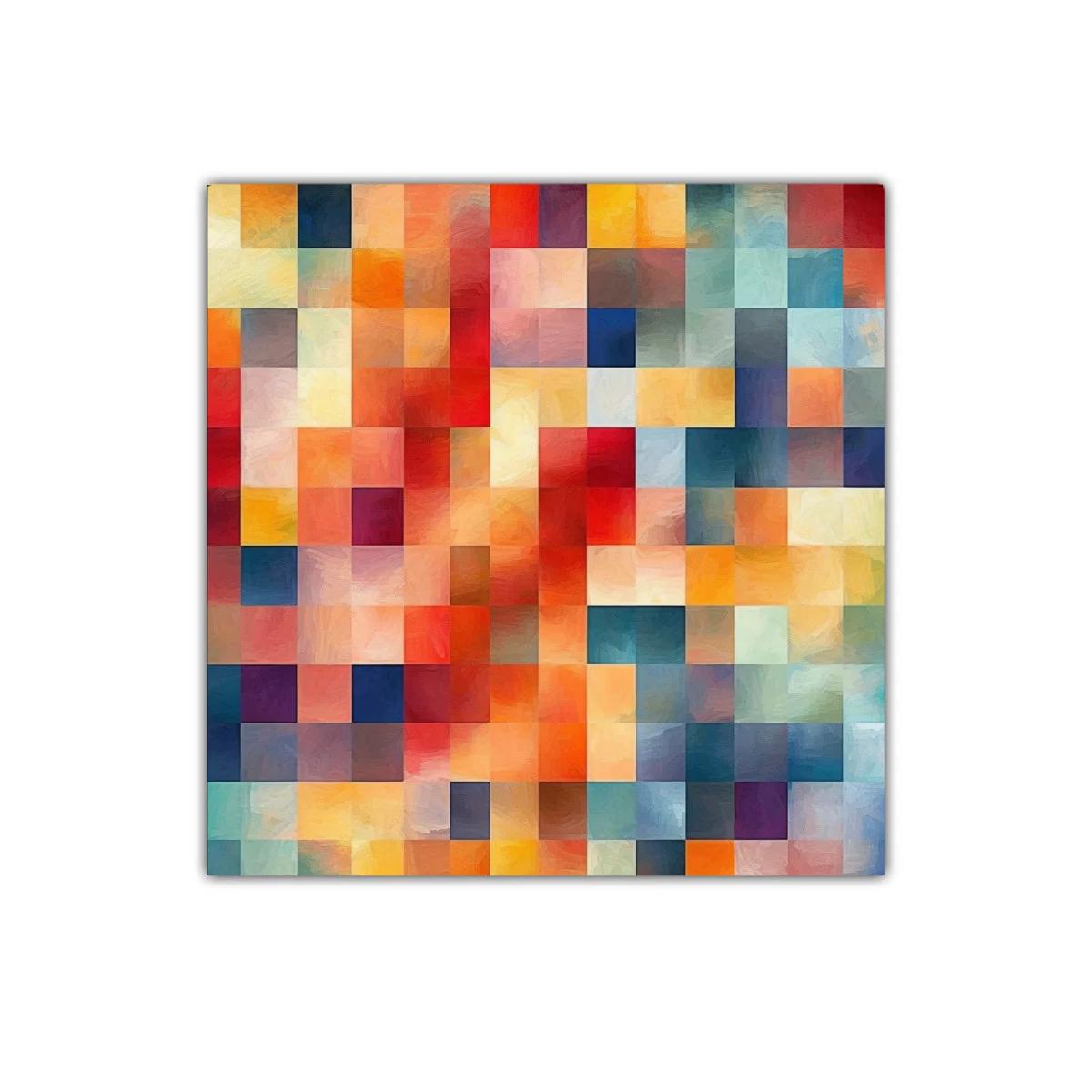 Cuadro abstracto con mosaico multicolor vibrante y energético