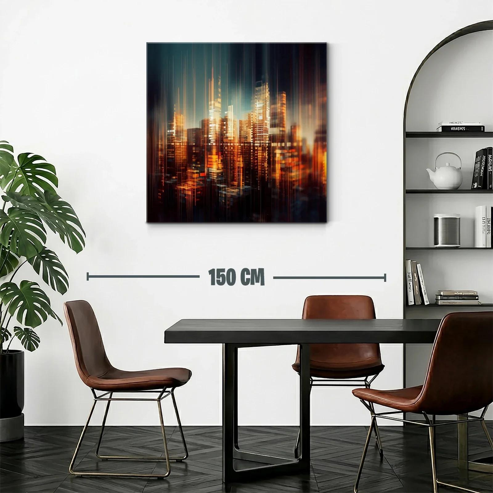 Ciudad luminosa abstracta con tonos cálidos y vibrantes — miniatura 2