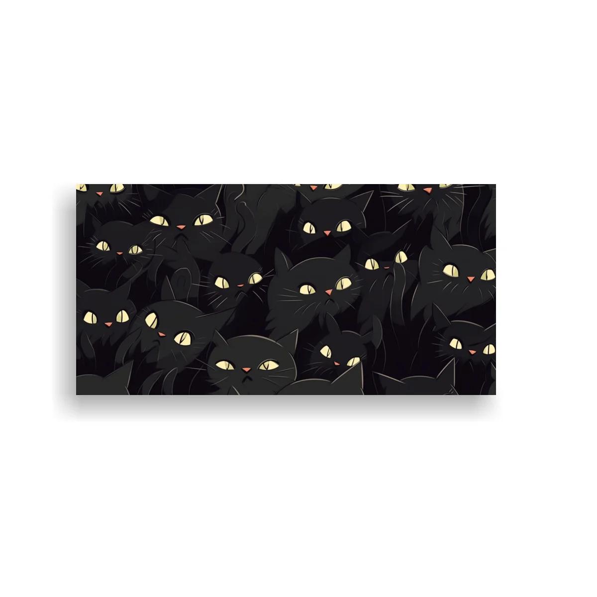 Cuadro gatos negros con ojos amarillos brillantes