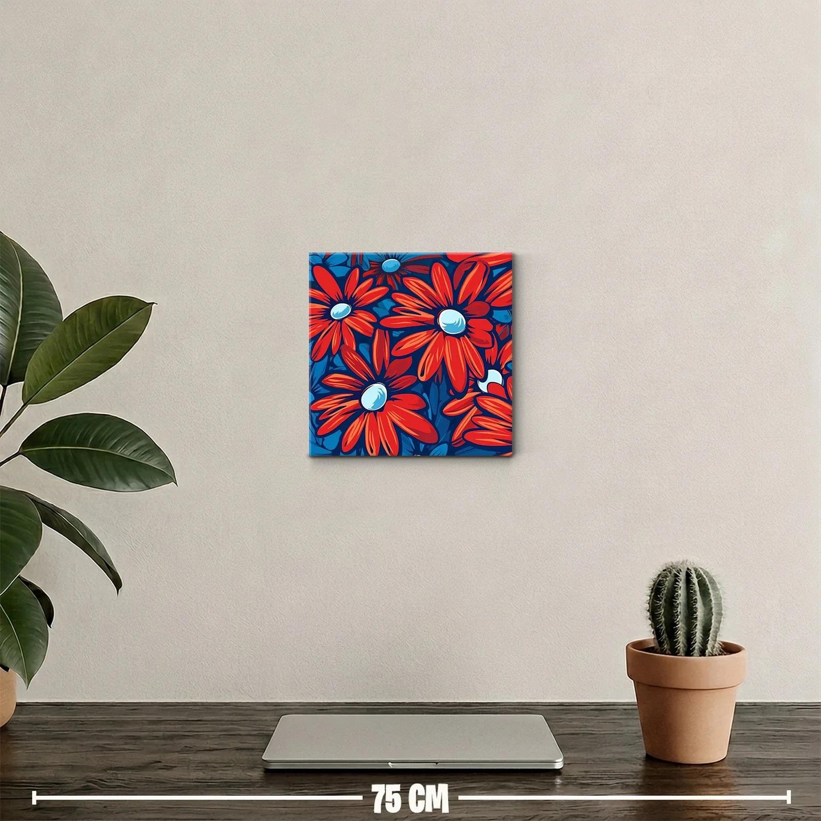 Flores vibrantes en tonos rojos y azules intensos — miniatura 2
