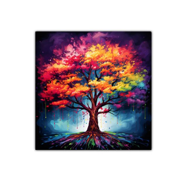 Árbol de colores vibrantes con pinceladas dinámicas