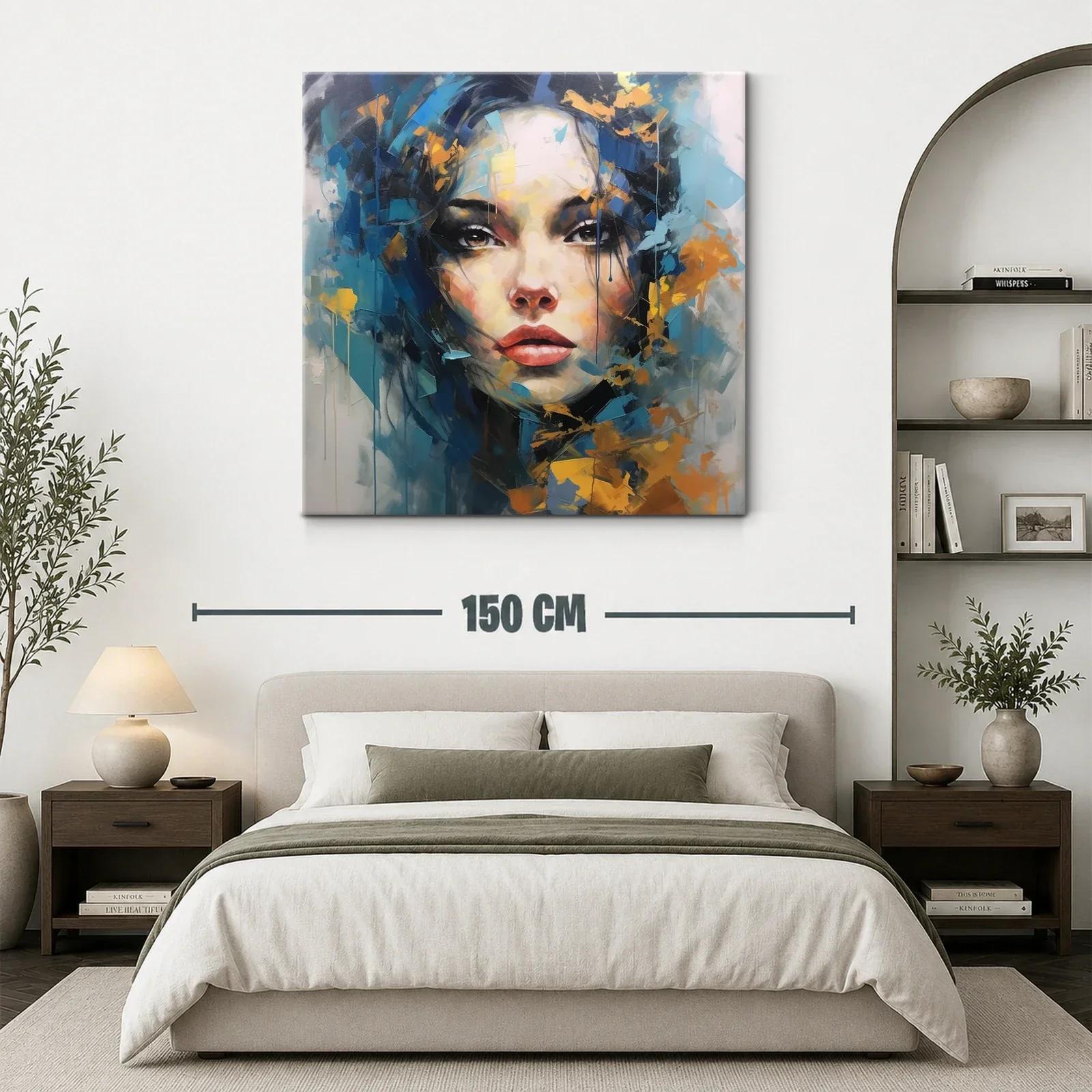 Retrato femenino con expresividad y tonos azules y ocres — miniatura 3