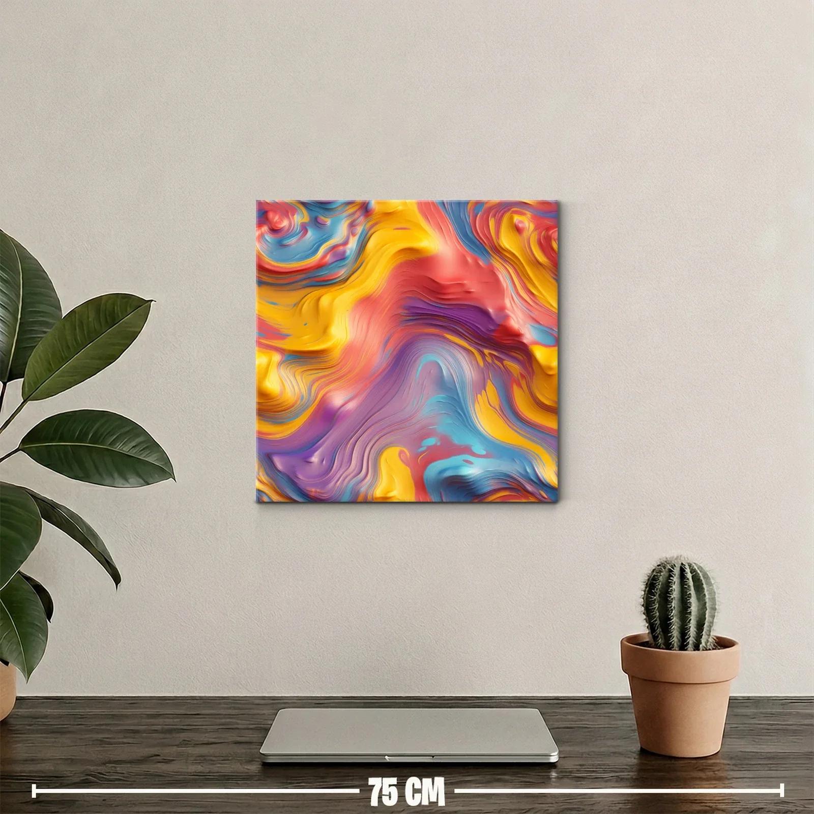 Cuadro abstracto con formas fluidas en tonos vibrantes — miniatura 2