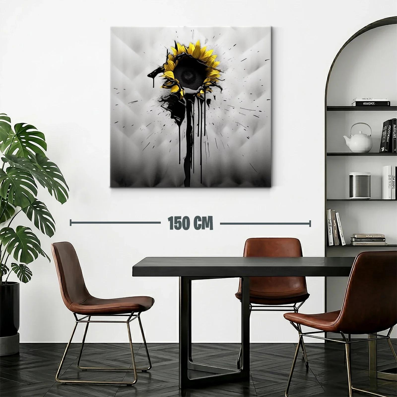 Girasol moderno con toque de tinta negra expresiva — miniatura 2