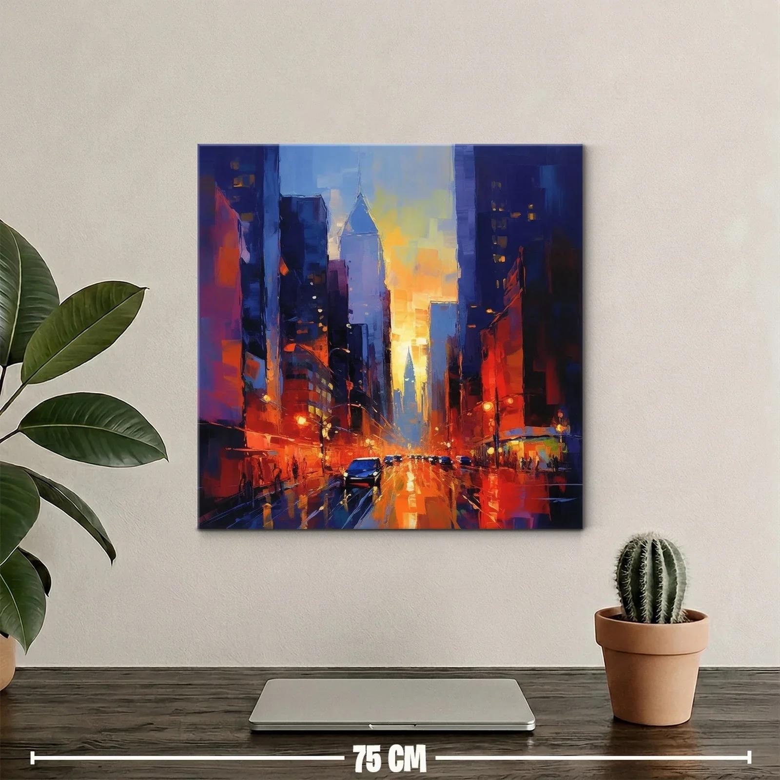 Atardecer vibrante en ciudad iluminada por luces cálidas — miniatura 2