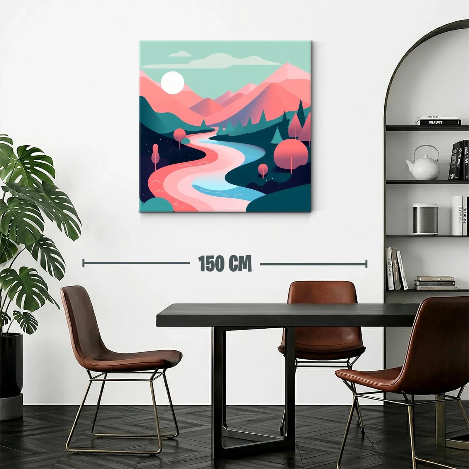 Paisaje cromático de río y montañas en tonos pastel — miniatura 2