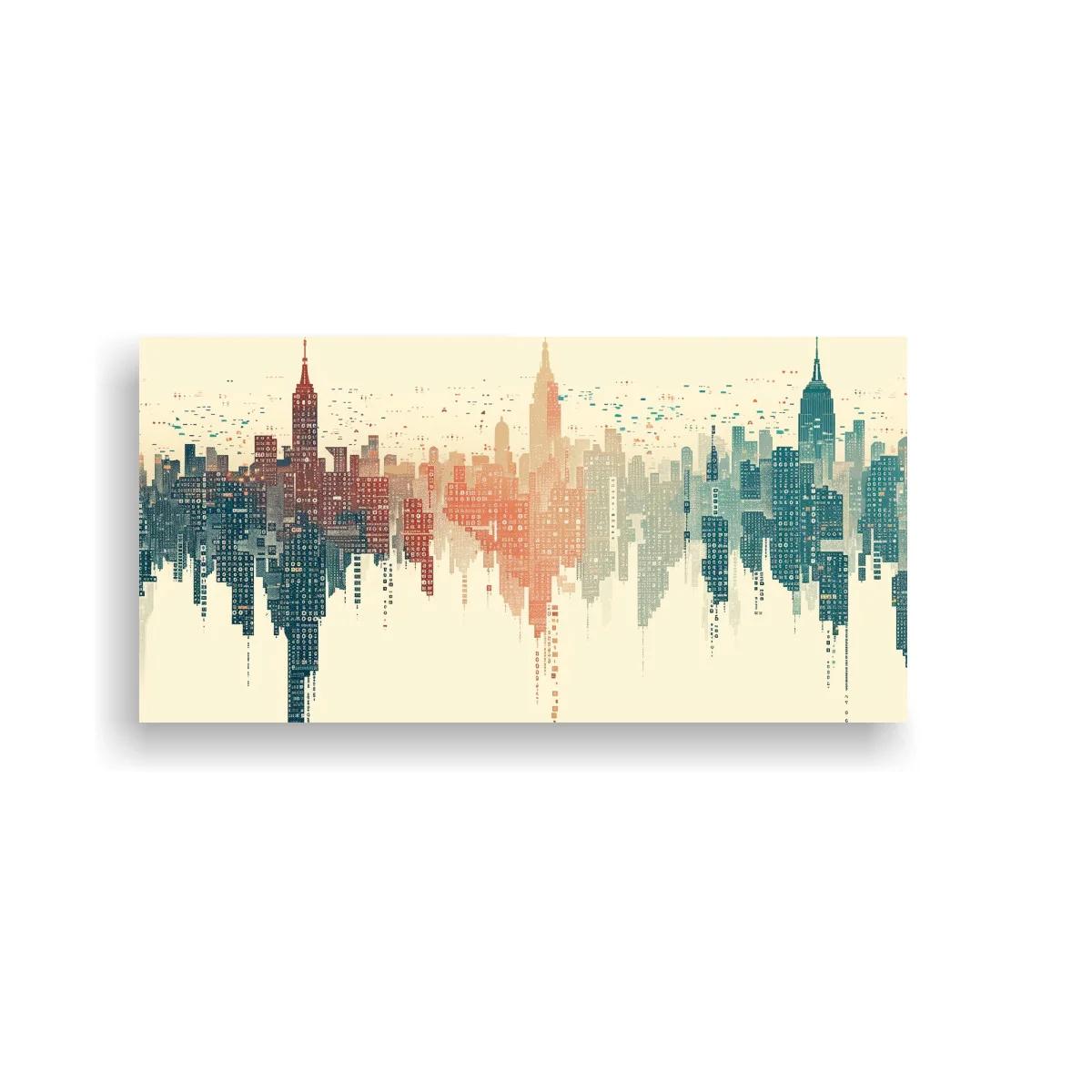 Cuadro skyline urbano reflejado panorámico