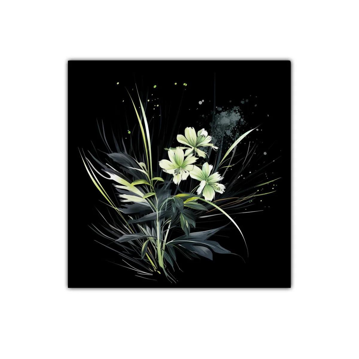 Elegancia natural con flores blancas sobre fondo negro