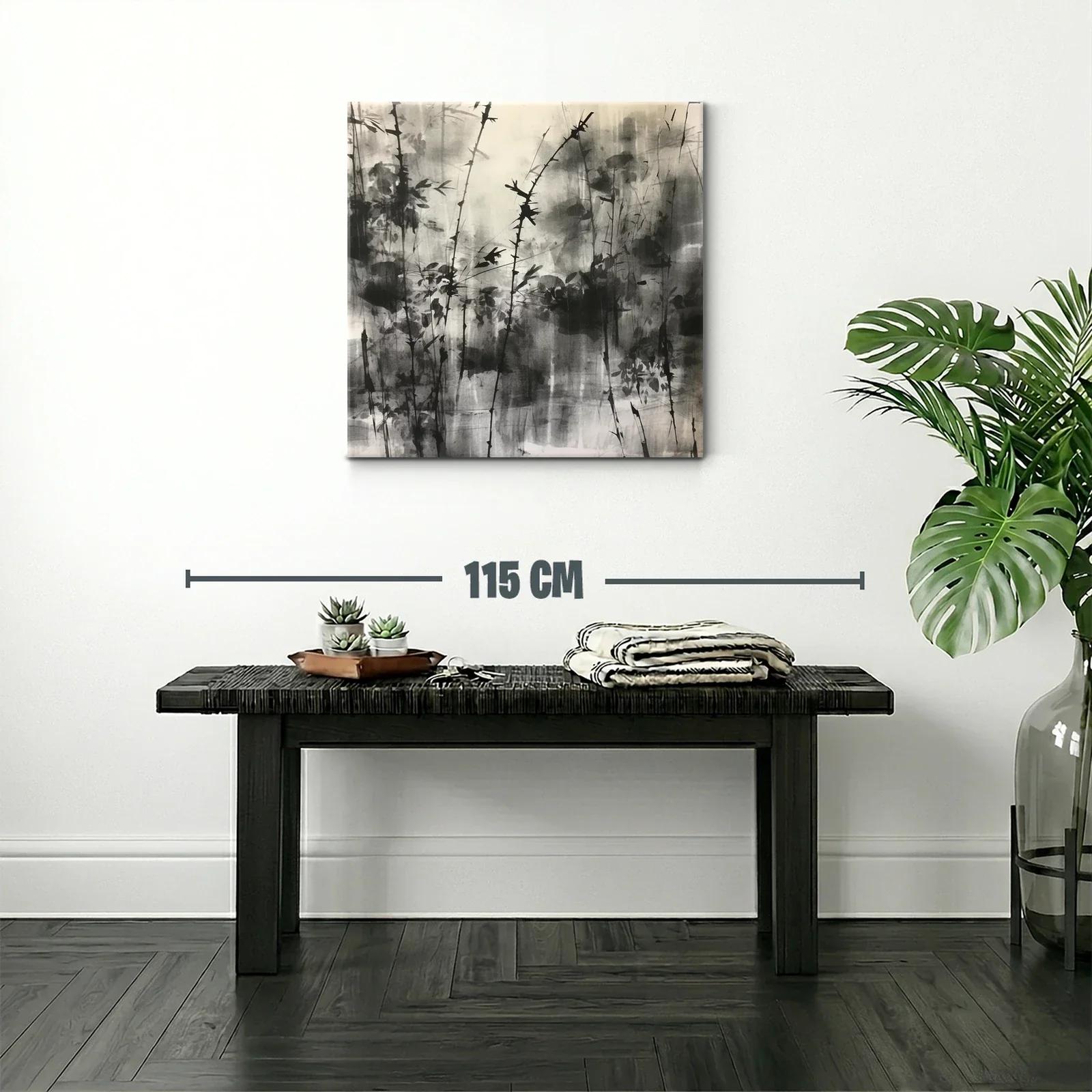 Arte abstracto con ramas en tonos grises y negros — miniatura 2