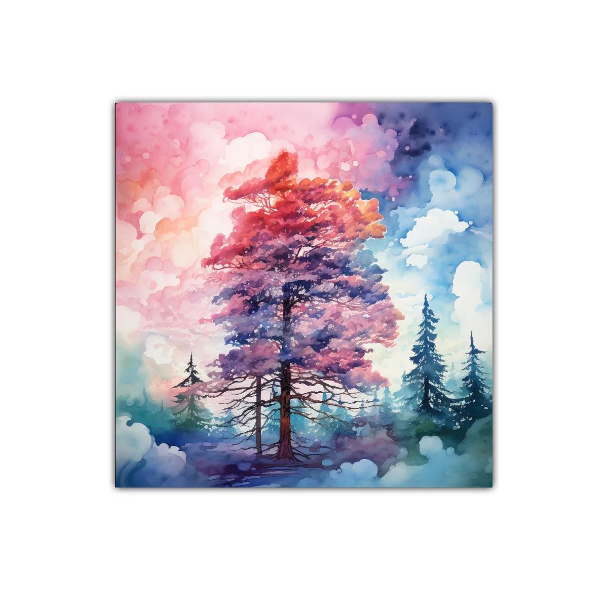Árbol brillante en paisaje onírico de colores vivos — imagen principal