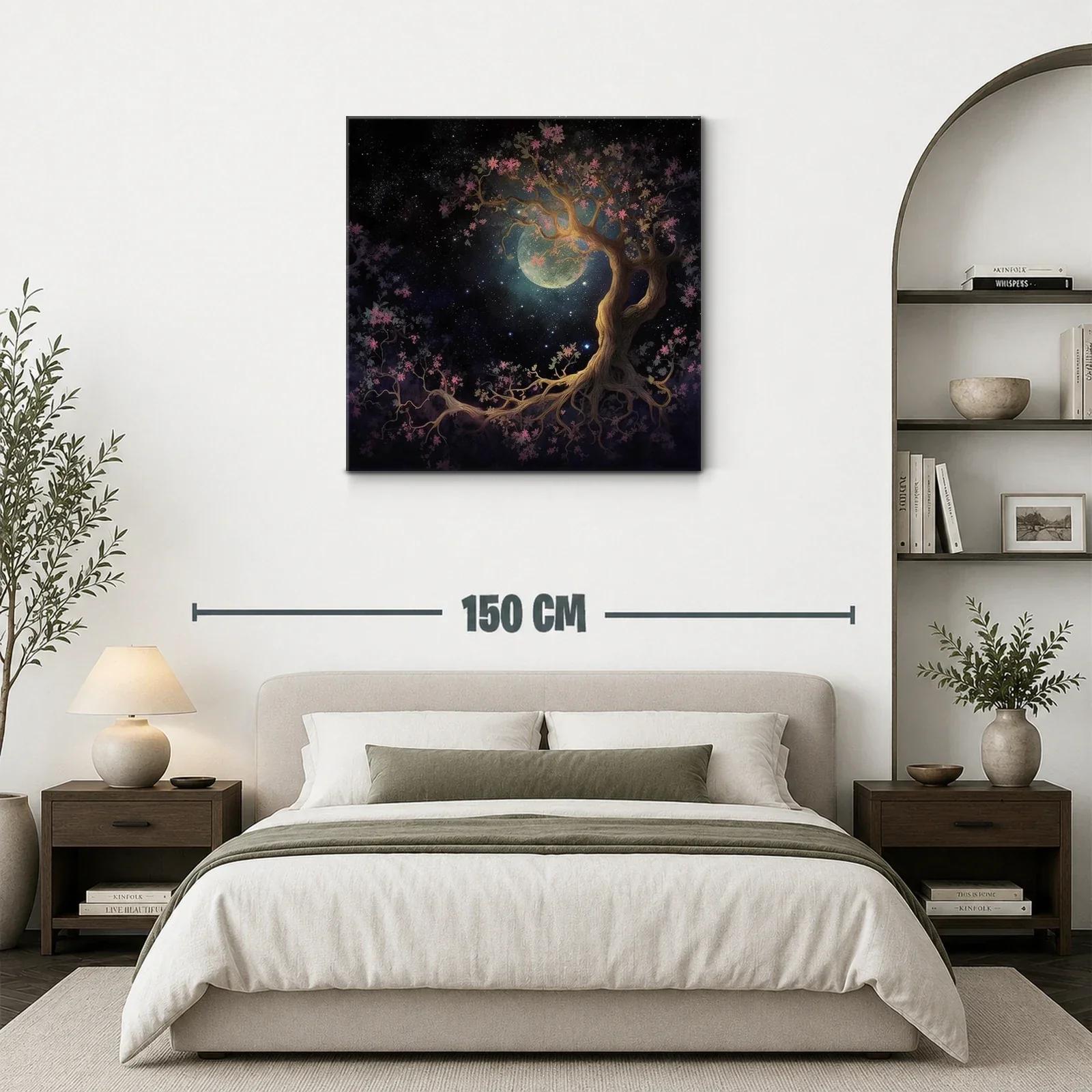 Árbol mágico bajo la luna en un cielo estrellado — miniatura 3