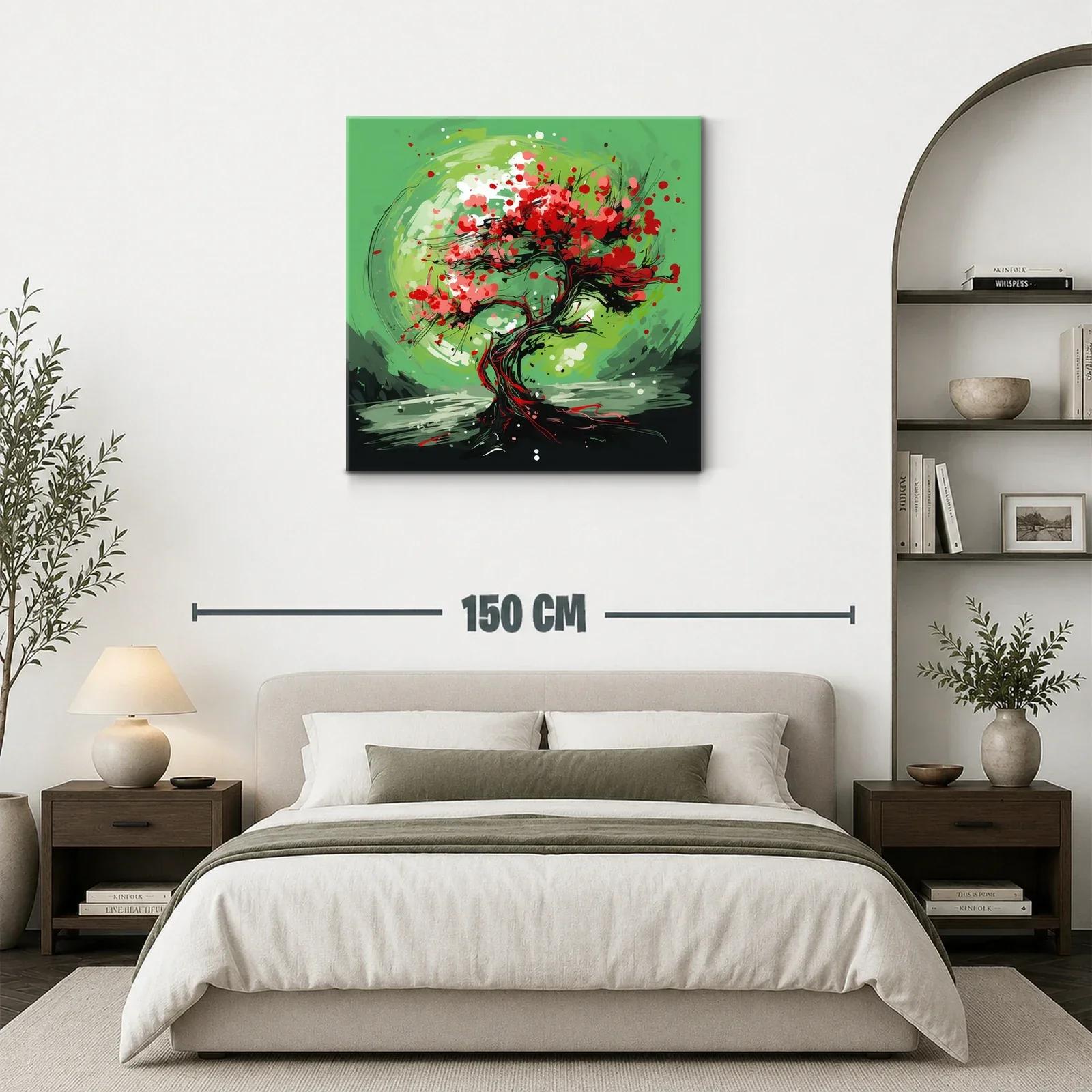 Árbol abstracto con vibrantes tonos verdes y rojos — miniatura 3