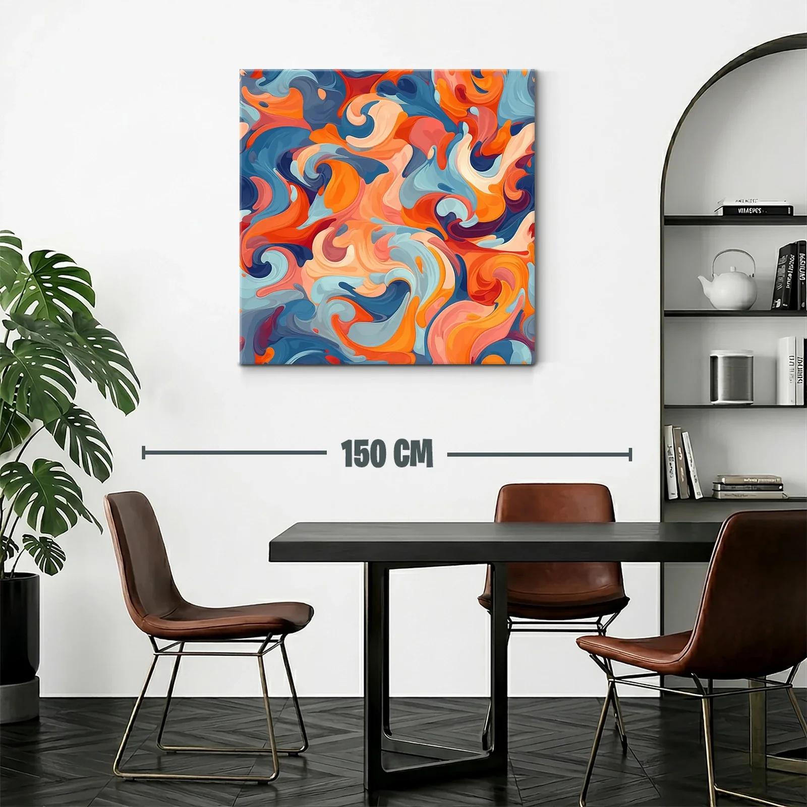 Cuadro abstracto en vibrantes tonos cálidos y fríos — miniatura 2