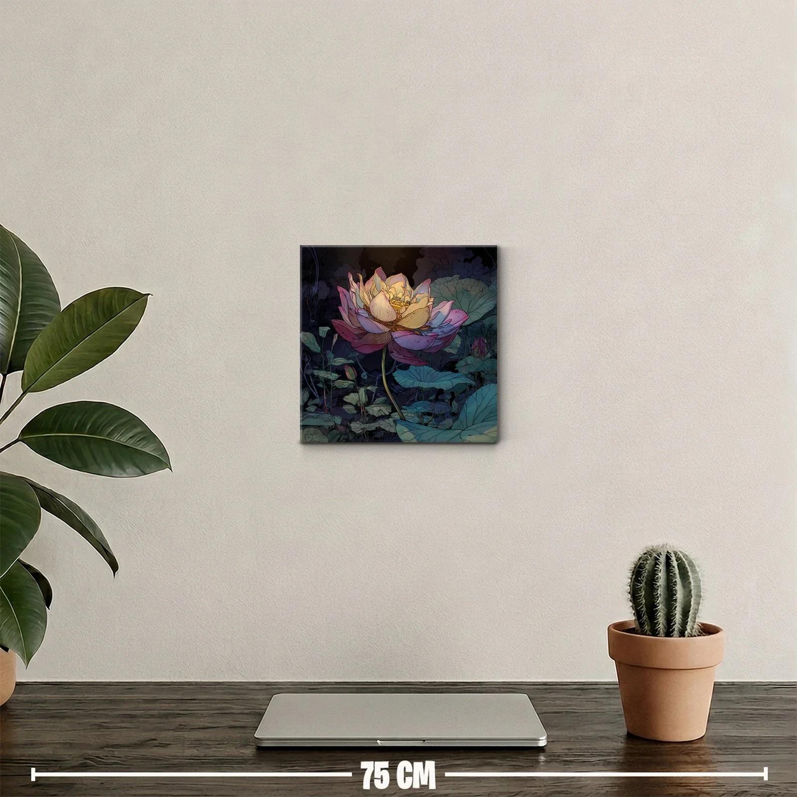 Flor luminosa entre hojas verdes en ambiente nocturno — miniatura 2