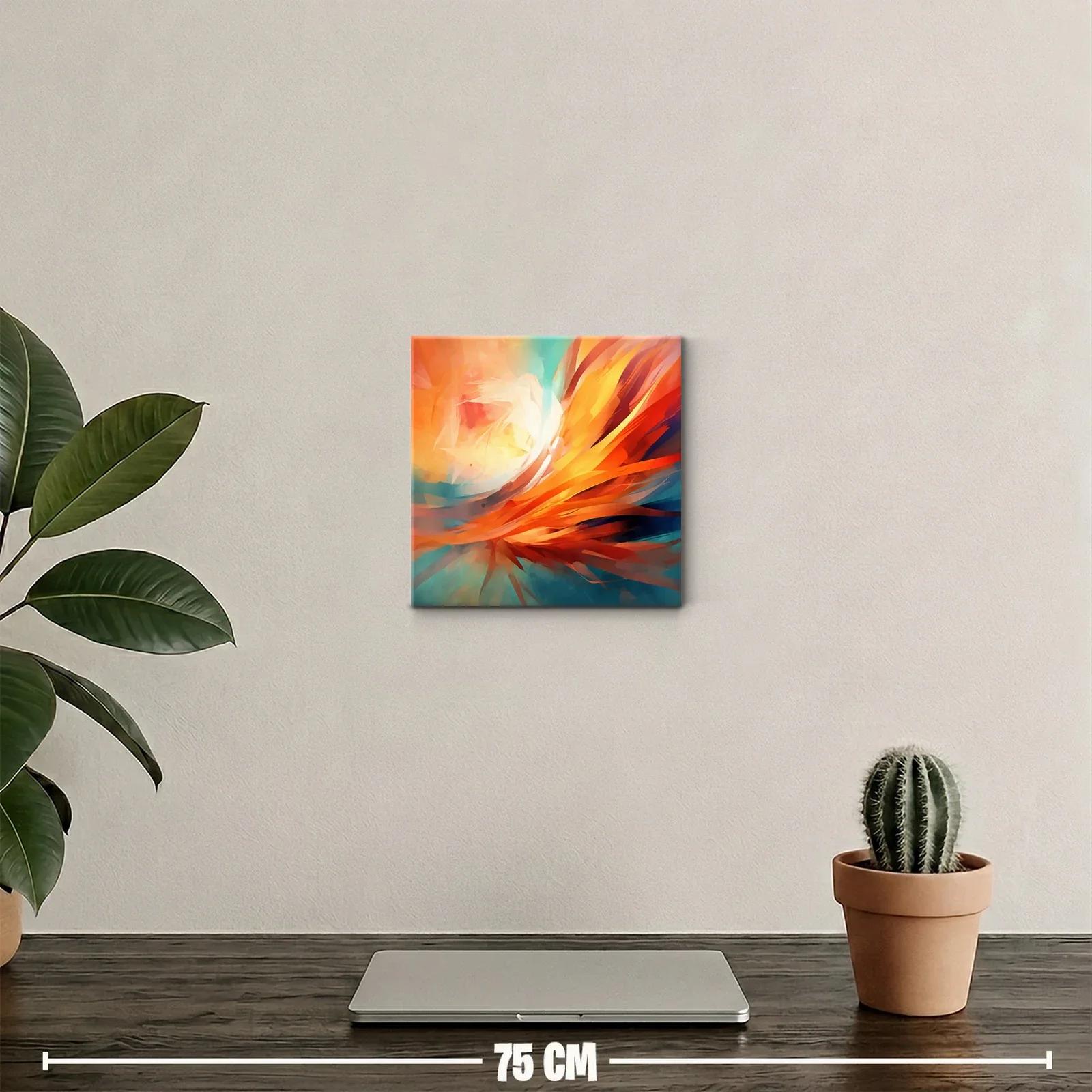 Cuadro abstracto con vibrantes tonos cálidos y fríos — miniatura 2