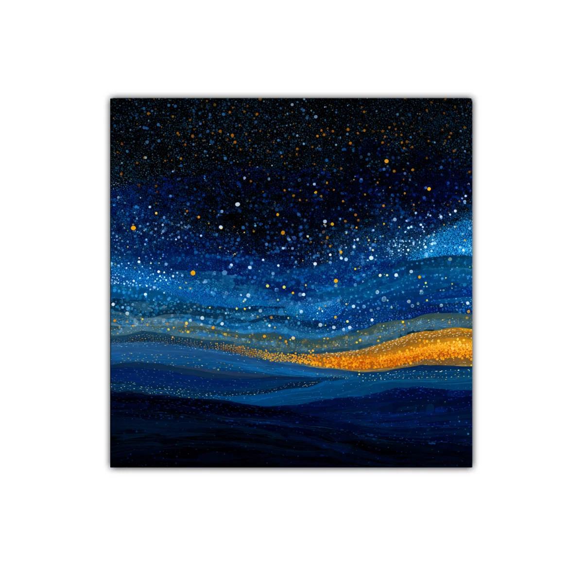 Cielo estrellado abstracto con tonos azules y dorados — imagen principal