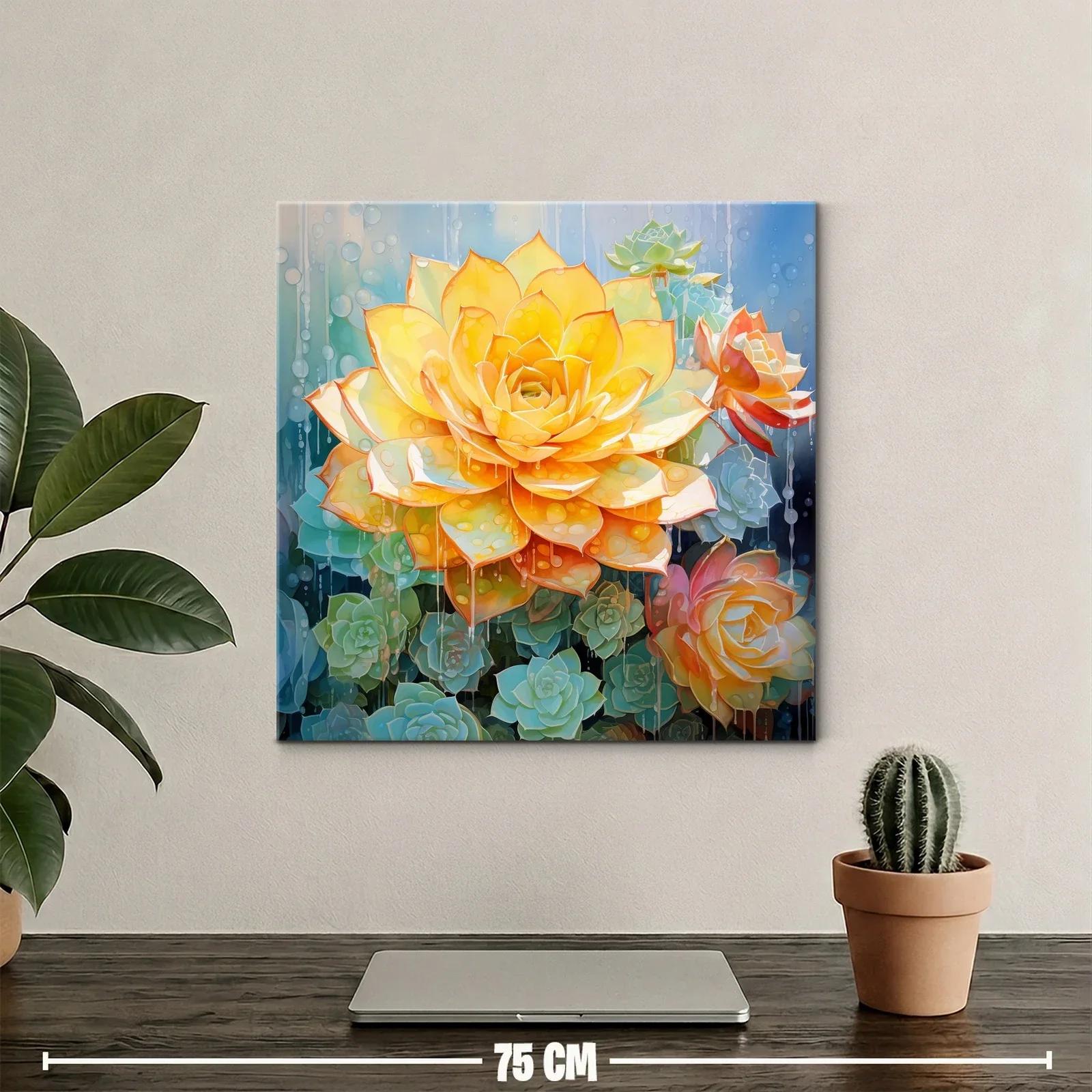 Cuadro vibrante con flores en tonos cálidos y fríos — miniatura 2
