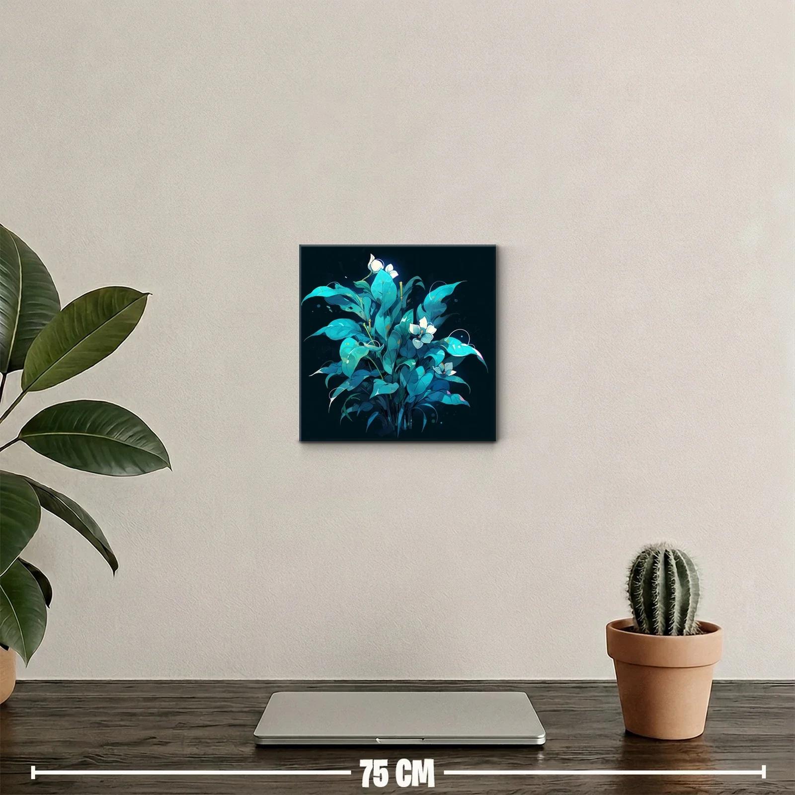 Ramo de hojas azul verdoso con flores blancas brillantes — miniatura 2