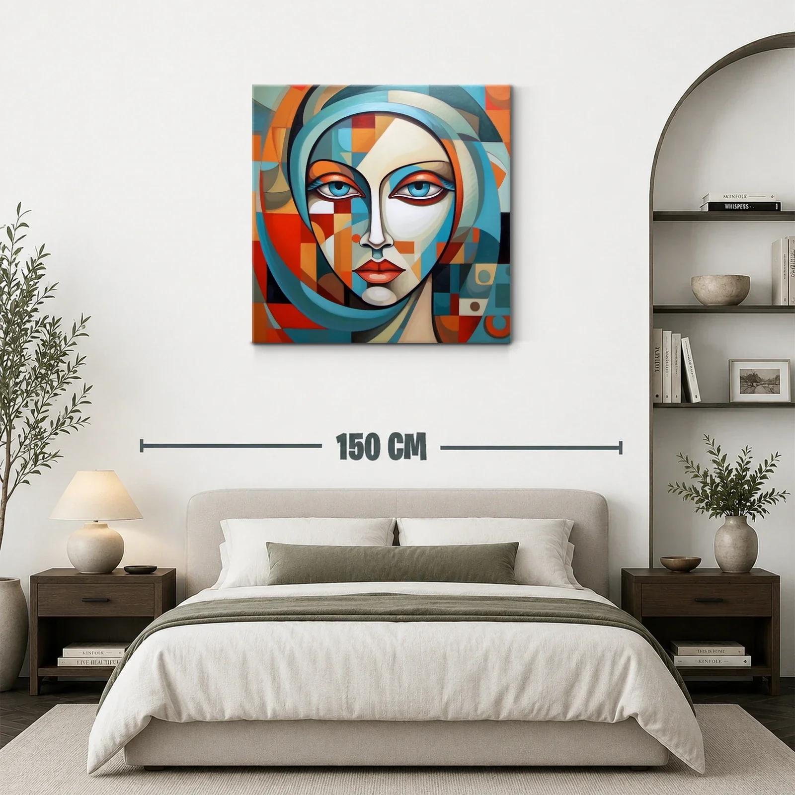 Rostro femenino geométrico con tonos vibrantes y suaves — miniatura 3