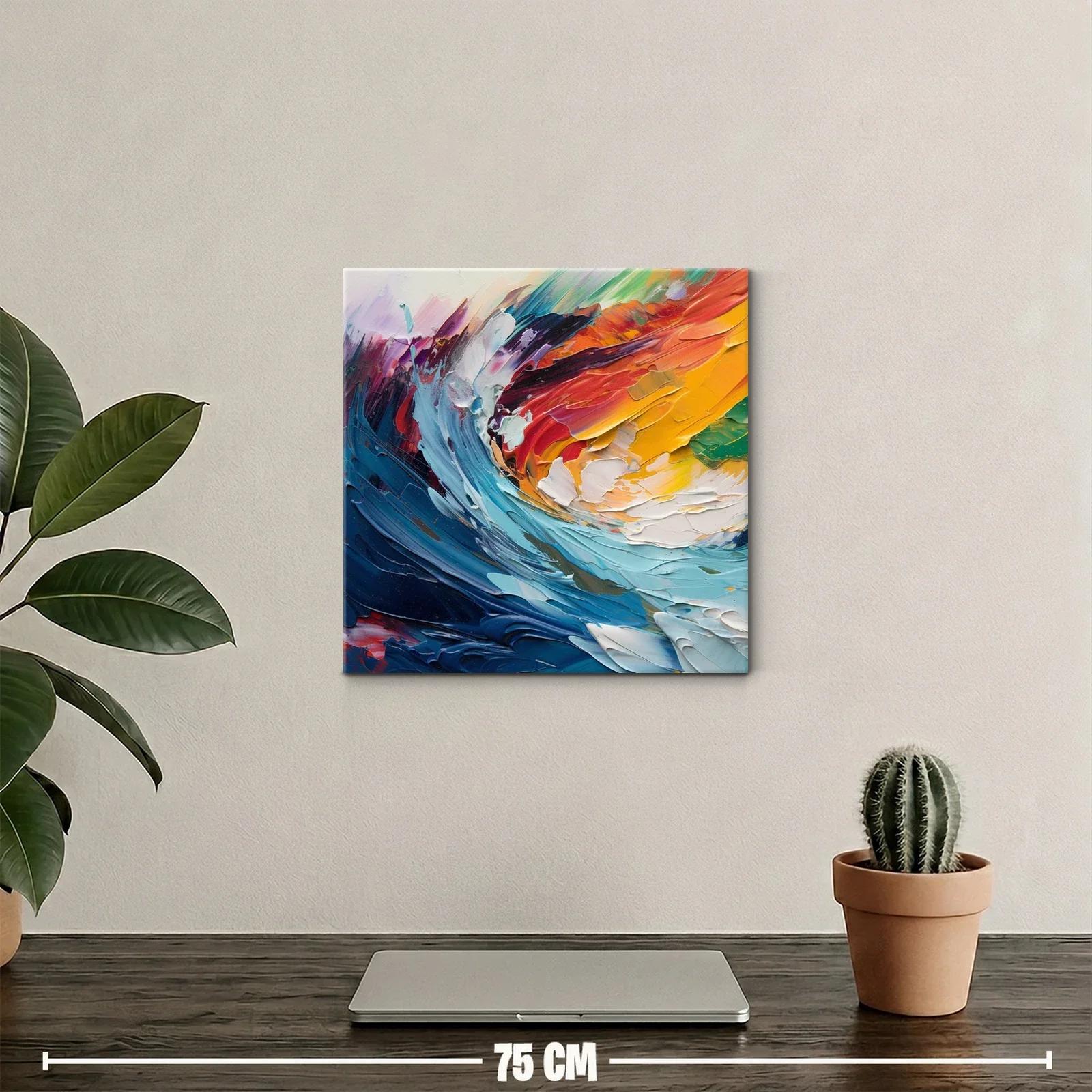 Cuadro abstracto en vibrantes tonos cálidos y fríos — miniatura 2