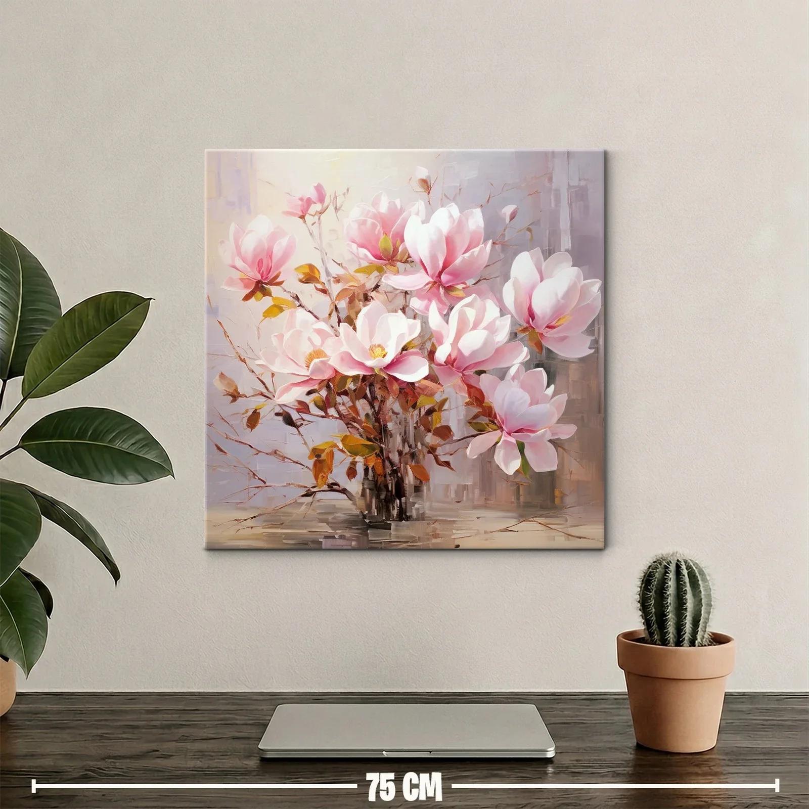 Cuadro con delicadas flores rosadas y follaje otoñal — miniatura 2