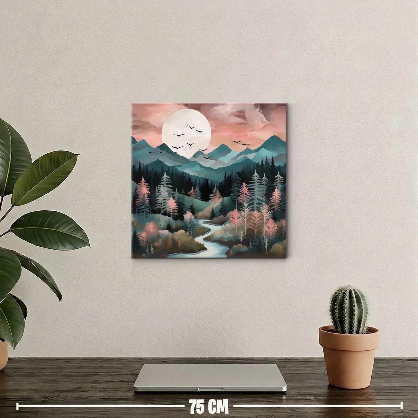Paisaje sereno de montañas y bosque al amanecer — miniatura 2