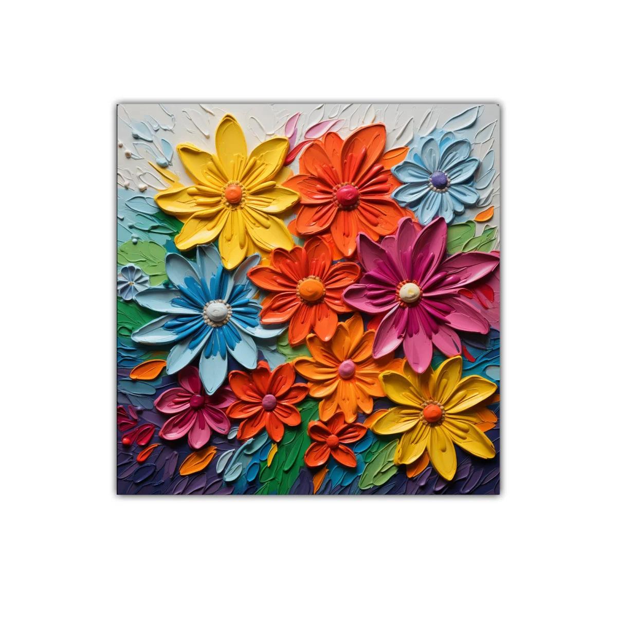 Cuadro floral en colores vivos y textura 3D — imagen principal