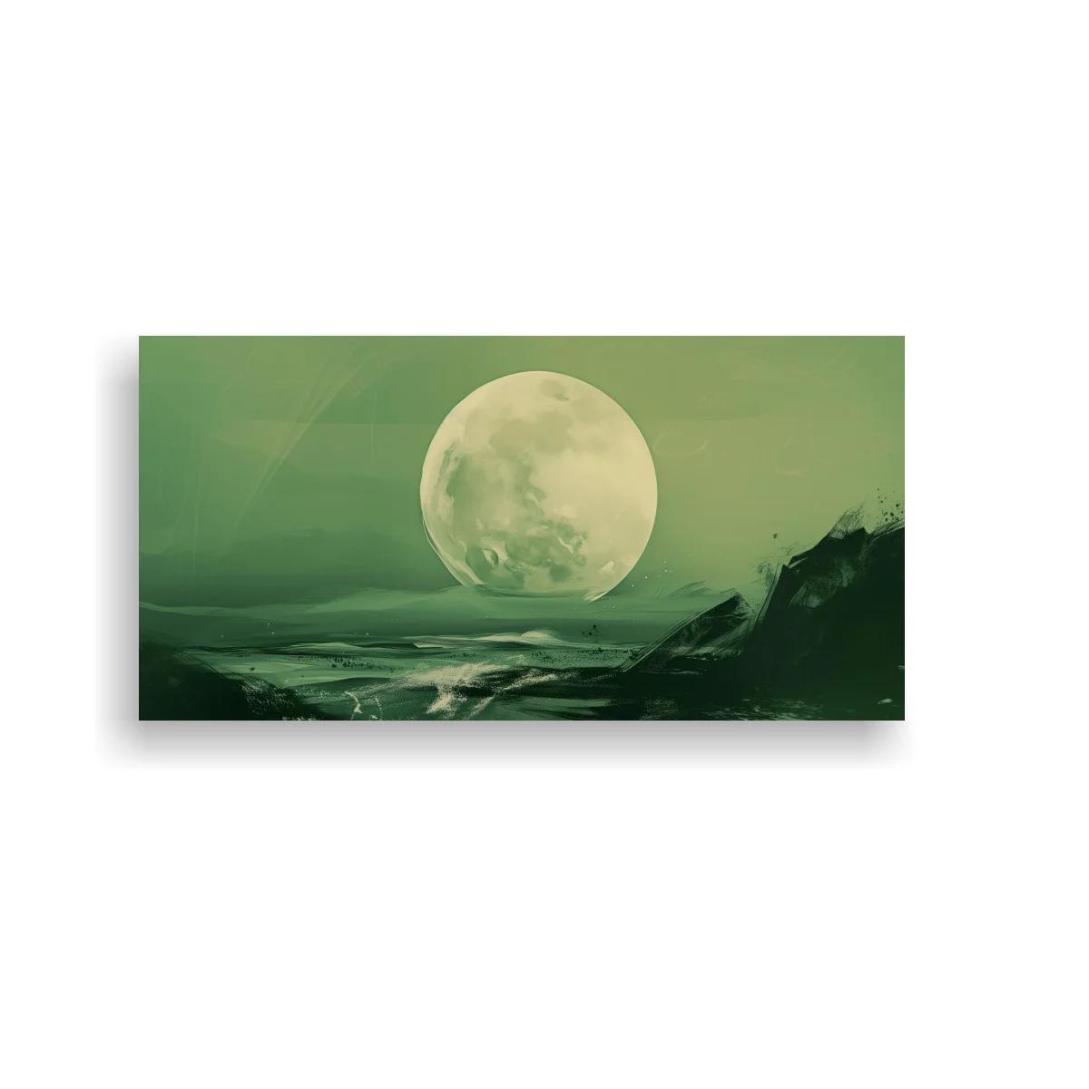 Cuadro luna llena sobre el mar con acantilados oscuros