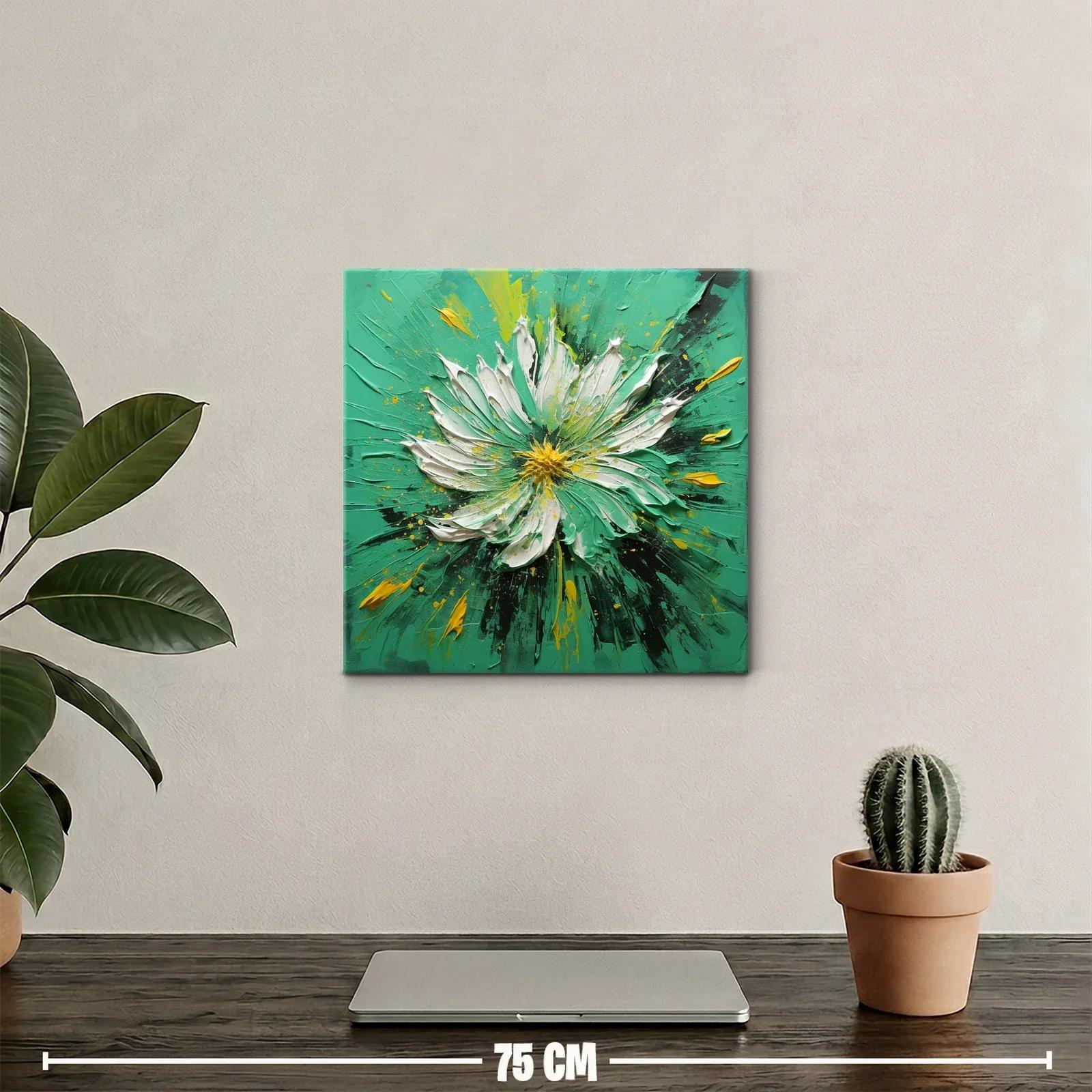 Cuadro floral vibrante en tonos verdes y amarillos — miniatura 2